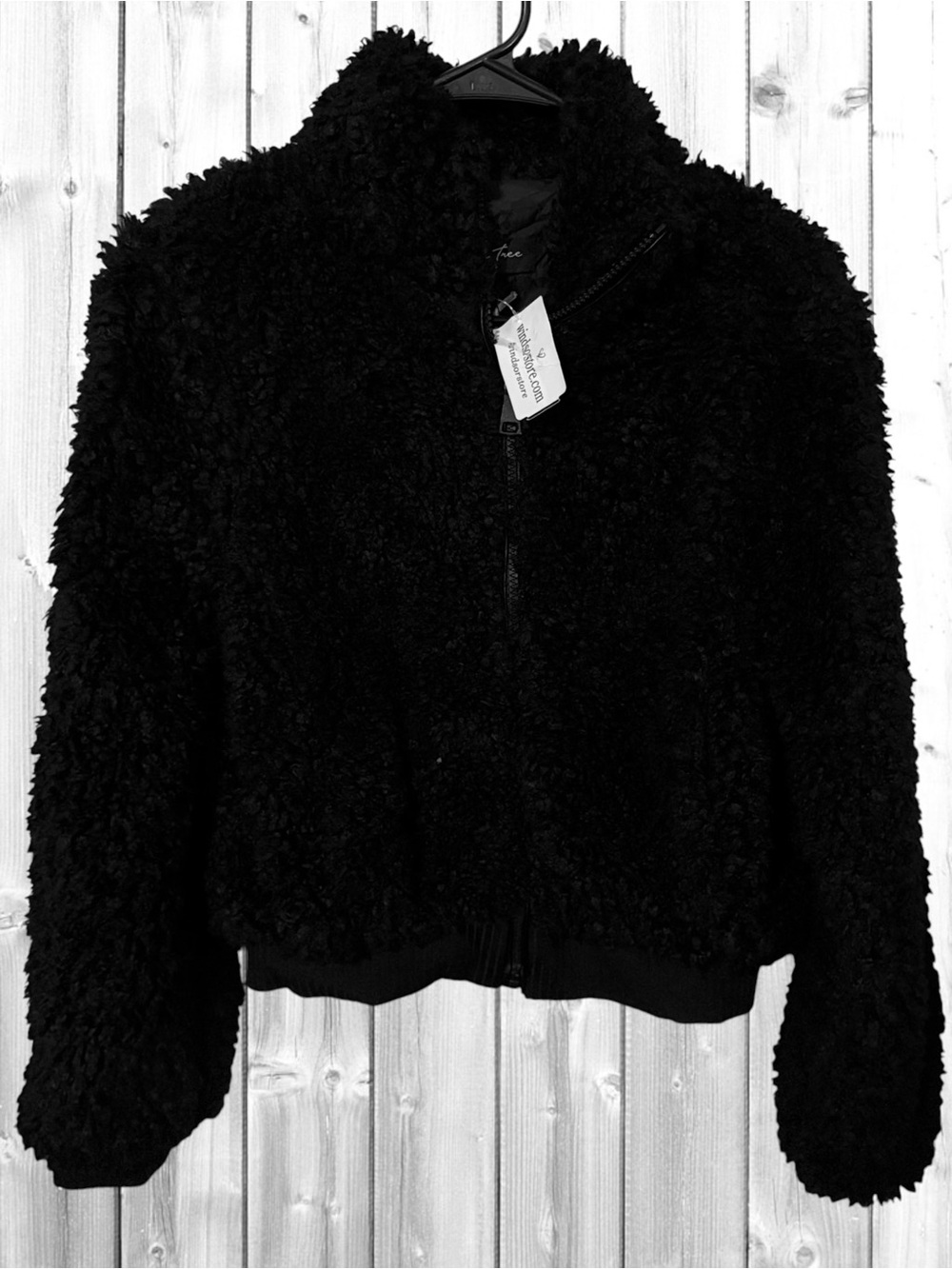 🌼Love Tree Black Teddy Sherpa Zip Jacket